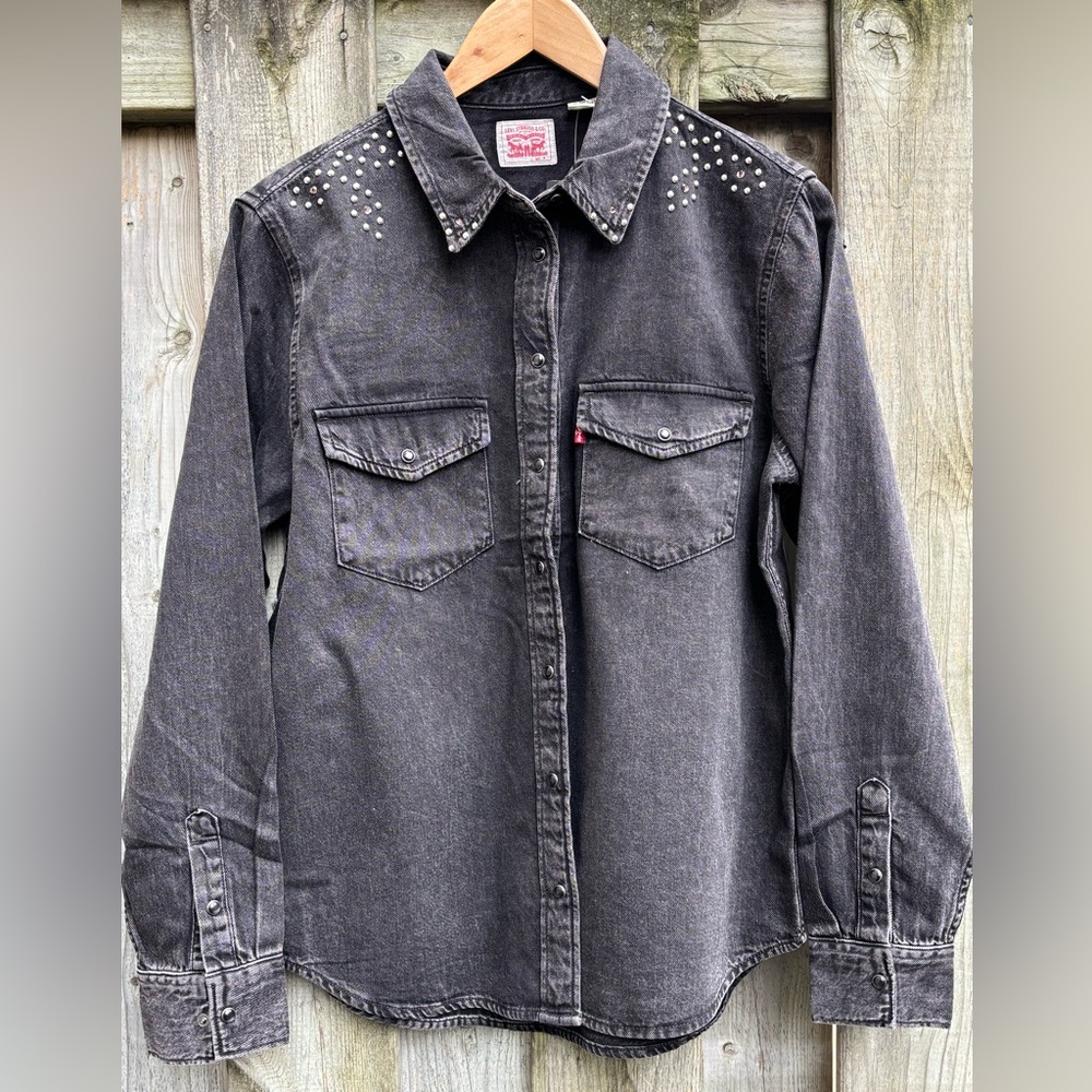 NWT Levi's Iconic Charcoal Black Denim Western Shirt
